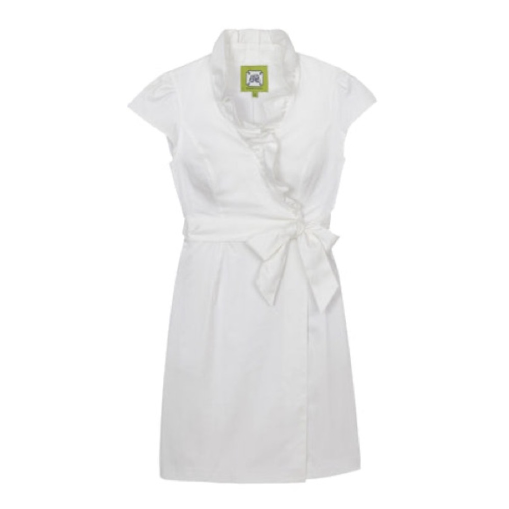 Elizabeth McKAY Scotland Wrap Belted Dress white  Item # 5080-01 Size 0 NWT